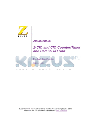 Z0853606VEC00TR datasheet - Z-CIO AND CIO COUNTER / TIMER AND PARALLRL I/O UNIT