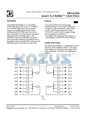 MK74CB44R datasheet - Quad 1 to 4 Buffalo Clock Driver