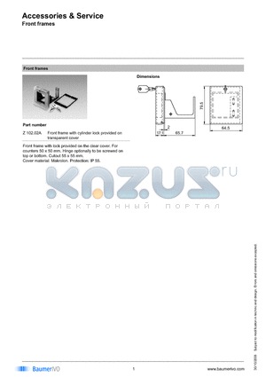 Z102.02A datasheet - Accessories & Service