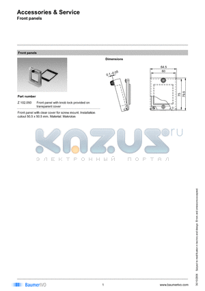 Z102.050 datasheet - Accessories & Service