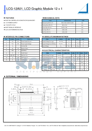 LCG-12A01 datasheet - LCD Graphic Module 12 x 1