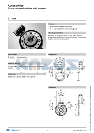 Z119.068 datasheet - Accessories Torque supports for hollow shaft encoders