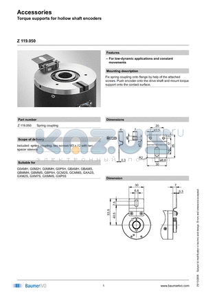 Z119.050 datasheet - Accessories Torque supports for hollow shaft encoders