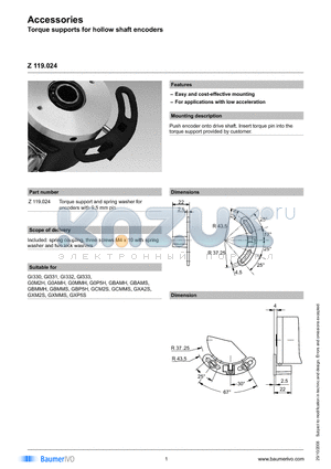 Z119024 datasheet - Accessories Torque supports for hollow shaft encoders