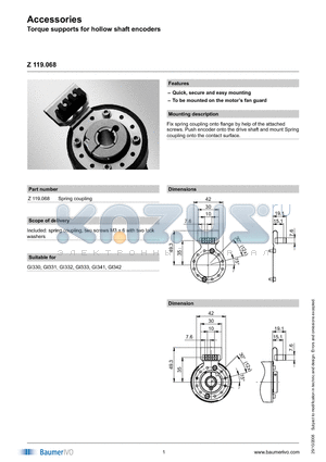 Z119068 datasheet - Accessories Torque supports for hollow shaft encoders