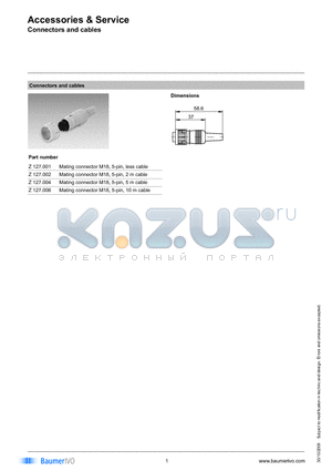 Z127.001 datasheet - Accessories & Service
