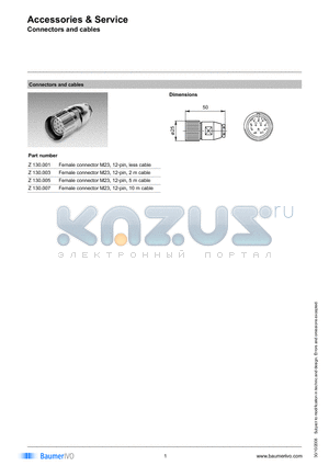 Z130.007 datasheet - Accessories & Service