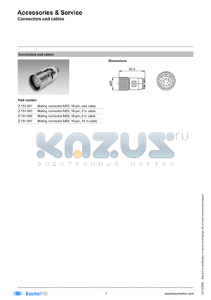 Z131.005 datasheet - Accessories & Service