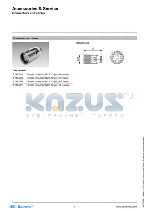 Z148.007 datasheet - Accessories & Service