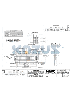 LCM-S01602DXX-A datasheet - 5.56mm CHARACTER HEIGHT, 5x8 DOT MATRIX, 16x2 LCD MODULE