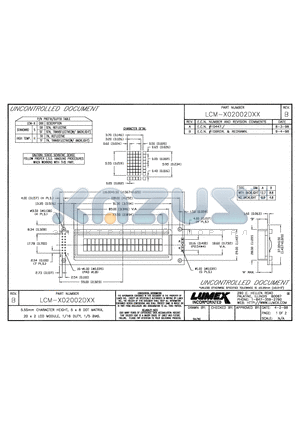 LCM-S02002DSR datasheet - 5.55mm CHARACTER HEIGHT, 5x8 DOT MATRIX, 20x2 LCD MODULE