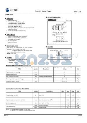 Z1PK104H datasheet - Schottky Barrier Diode