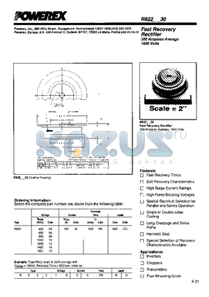 R6220630 datasheet - Fast Recovery Rectifier (300 Amperes Average 1600 Volts)