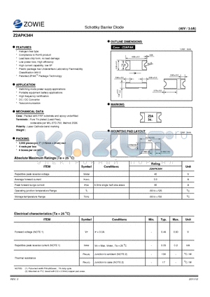 Z2APK34H datasheet - Schottky Barrier Diode