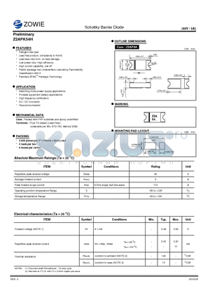 Z2APK54H datasheet - Schottky Barrier Diode