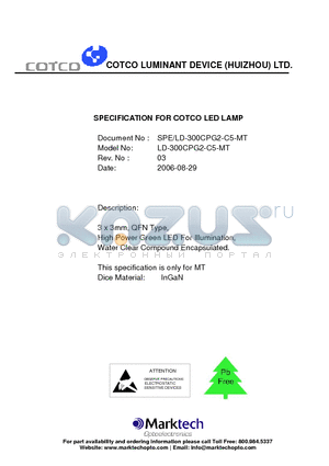 LD-300CPG2-C5-MT datasheet - SPECIFICATION FOR COTCO LED LAMP