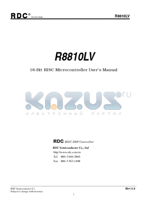 R8810LV datasheet - 16-Bit RISC Microcontroller Users Manual