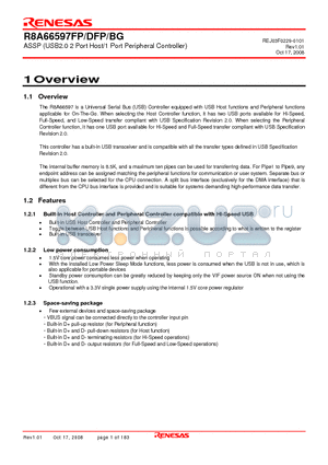 R8A66597FP datasheet - ASSP (USB2.0 2 Port Host/1 Port Peripheral Controller)