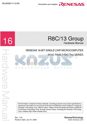R8C-13_1 datasheet - 16-BIT SINGLE-CHIP MICROCOMPUTER M16C FAMILY/R8C/Tiny SERIES