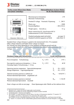 Z2SMB130 datasheet - Surface mount Silicon-Zener Diodes (non-planar technology)