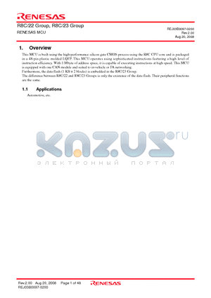 R8C/23 datasheet - MCU