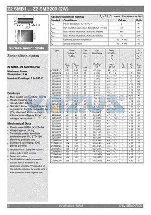 Z2SMB16 datasheet - Surface mount diode