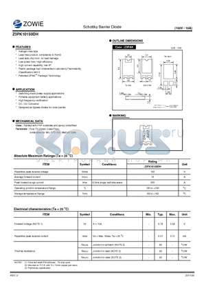 Z3PK10150DH datasheet - Schottky Barrier Diode