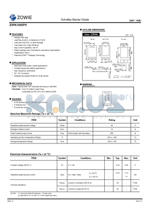 Z3PK1045PH datasheet - Schottky Barrier Diode