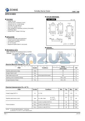 Z3PK10100DH datasheet - Schottky Barrier Diode