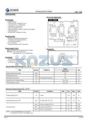 Z3PK20100H datasheet - Schottky Barrier Diode