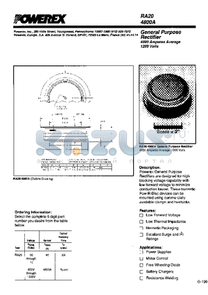 RA204800A datasheet - General Purpose Rectifier (4800 Amperes Average 1200 Volts)