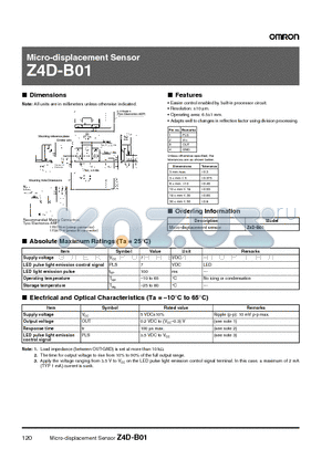 Z4D-B01 datasheet - Micro-displacement Sensor