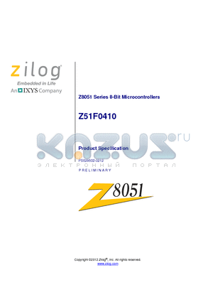 Z51F0410HCX datasheet - Z8051 Series 8-Bit Microcontrollers