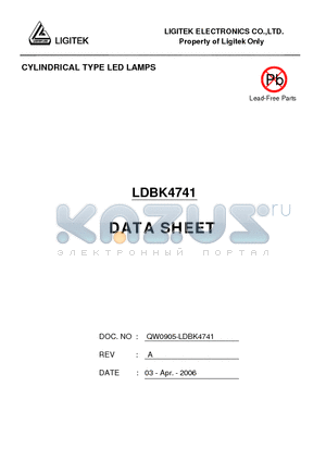LDBK4741 datasheet - CYLINDRICAL TYPE LED LAMPS