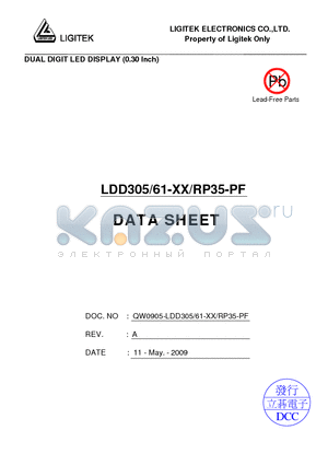 LDD305-61-XX-RP35-PF datasheet - DUAL DIGIT LED DISPLAY (0.30 lnch)