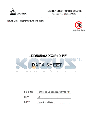 LDD505-62-XX-P10-PF datasheet - DUAL DIGIT LED DISPLAY (0.5 lnch)