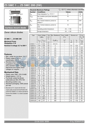 Z5SMC1 datasheet - Zener silicon diodes