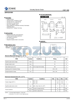 Z6PK30100H datasheet - Schottky Barrier Diode