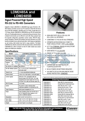 LDM2485A-P25S datasheet - Signal Powered High Speed RS-232 to RS-485 Converters