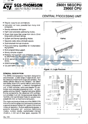 Z8002AB1V datasheet - CENTRAL PROCESSING UNIT