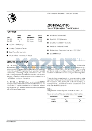 Z80185 datasheet - SMART PERIPHERAL CONTROLLERS