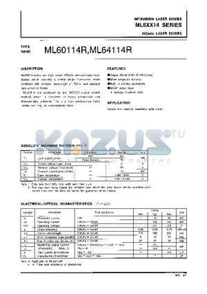 ML60114R datasheet - AIGaAs LASER DIODES