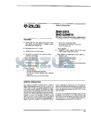 Z84013 datasheet - IPC INTELLIGENT PERIPHERAL CONTROLLER