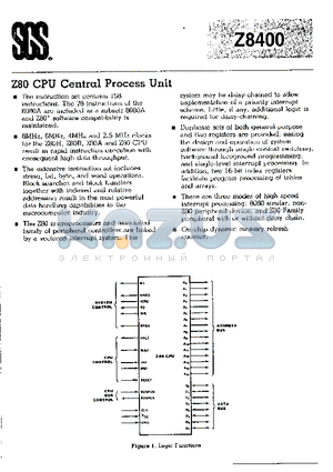 Z8400BD6 datasheet - Z80 CPU Central Process Unit