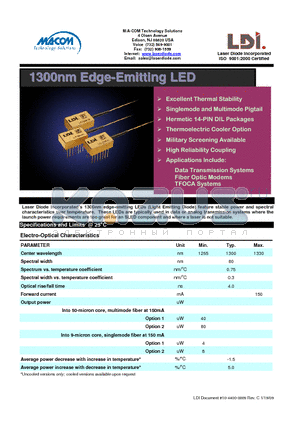 LDTNF-040R datasheet - 1300nm Edge-Emitting LED