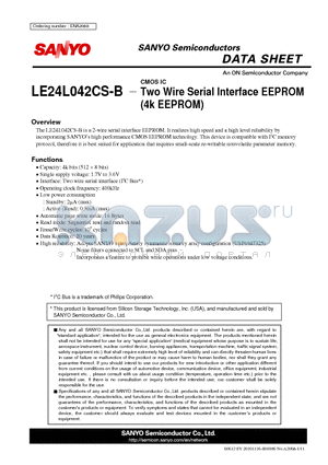 LE24L042CS-B datasheet - Two Wire Serial Interface EEPROM(4k EEPROM)