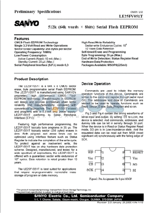 LE25FV051T datasheet - 512k (64k word x 8bits) Serial flash EEPROM