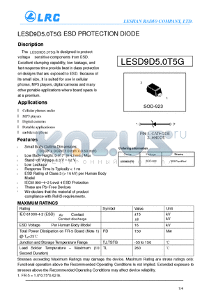 LESD9D5.0T5G datasheet - ESD PROTECTION DIODE