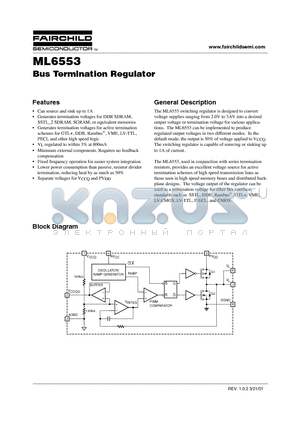 ML6553 datasheet - Bus Termination Regulator