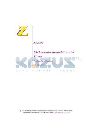Z84C90 datasheet - KIO Serial/Parallel Counter Timer